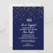 シーブルーのサプライズ金ゴールド紙吹雪 招待状 (正面)