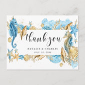 シーブルーの下で&金ゴールドありがとう ポストカード (正面)