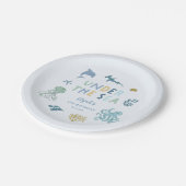 シーブルーの誕生日パーティーの下で ペーパープレート (アングル)