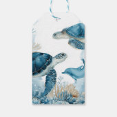 シーブルーアホイの下で男の子の赤ちゃんシャワー ギフトタグ (裏面)