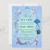 シーブルーアホイの下で男の子の赤ちゃんシャワー 招待状 (正面)