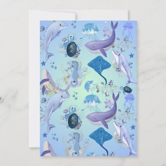 シーブルーアホイの下で男の子の赤ちゃんシャワー 招待状 (裏面)