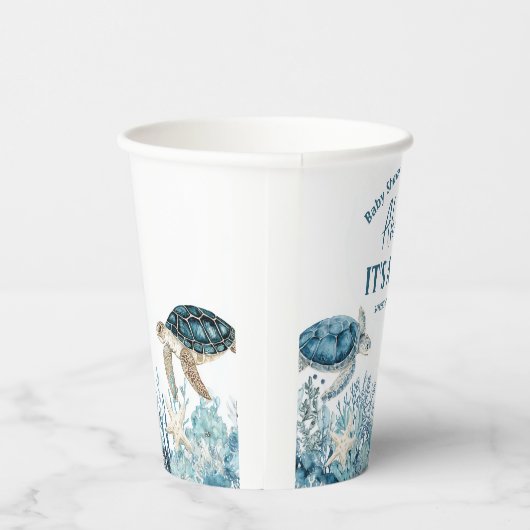 シーブルーアホイの下で男の子の赤ちゃんシャワー 紙コップ (右)