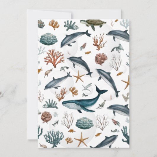 シーブルーアホイの下で男の子の赤ちゃんシャワーInv 招待状 (裏面)