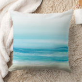 シーブルーウォーターカラービーチ波沿岸 クッション (ブランケット)