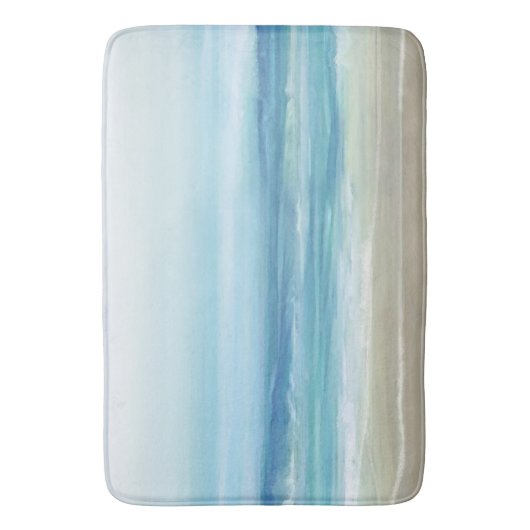 シーブルーウォーターカラー海波沿岸ビーチ バスマット (正面縦)