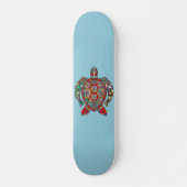シーブルーカラフルスケートデッキのモザイクウミガメ スケートボード (正面)