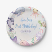 シーブルーシーライフの下1st誕生日パーティー ペーパープレート (正面)