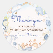 シーブルーシーライフの下1st誕生日パーティー ラウンドシール (正面)