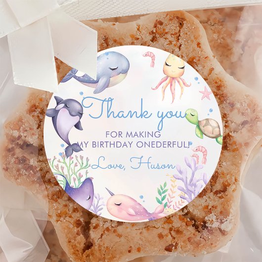 シーブルーシーライフの下1st誕生日パーティー ラウンドシール