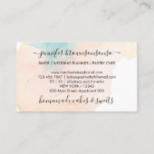 シーブルーティール(緑がかった色)クリーシンプルムグラデーションロイヤリティベーカリー 名刺 (裏面)