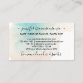 シーブルーティール(緑がかった色)シンプルグラデーションロイヤリティベーカリー 名刺 (裏面)