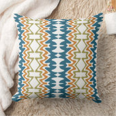 シーブルーパンプキンオレンジオリーブグリーンパターン クッション (ブランケット)