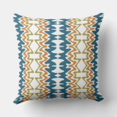 シーブルーパンプキンオレンジオリーブグリーンパターン クッション (裏面)