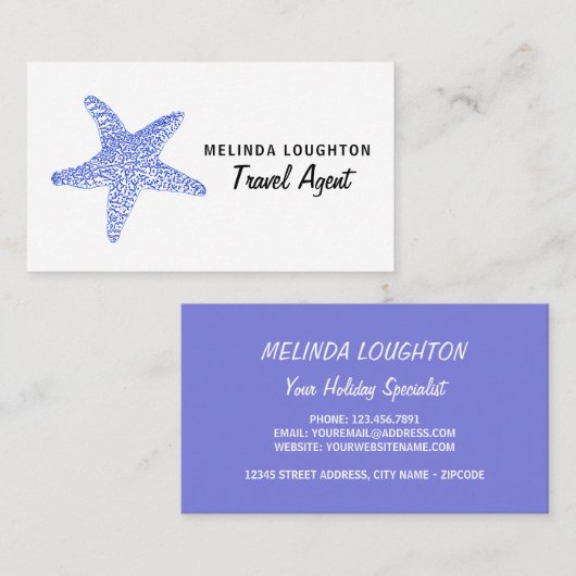 シーブルービーチヒトデ、旅行&観光事業 名刺 (正面/裏面)