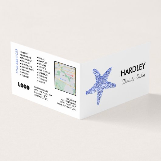 シーブルービーチヒトデ，美容師，ロイヤリティカード， 名刺 (外部)