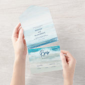 シーブルービーチ波水色結婚ズ オールインワン招待状 (貼ってはがせる)