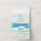 シーブルービーチ波水色結婚ズ オールインワン招待状 (内側)