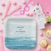 シーブルービーチ波沿岸水の色結婚の ペーパープレート (パーティー)