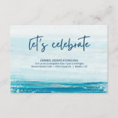 シーブルービーチ波沿岸結婚式レセプション エンクロージャーカード (正面)