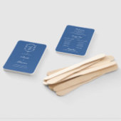 シーブルーボタニカルモノグラムクレスト結婚式 プログラム ハンドファン (組立なし)