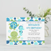 シーブルーボーイ/ガール誕生日招待状 招待状 (スタンド正面)