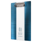 シーブルーモノグラムのブラシ仕上げメタリック事業 クリップボード (左)