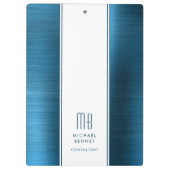 シーブルーモノグラムのブラシ仕上げメタリック事業 クリップボード (裏面)