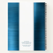 シーブルーモノグラムのブラシ仕上げメタリック事業 ノートブック (裏面)