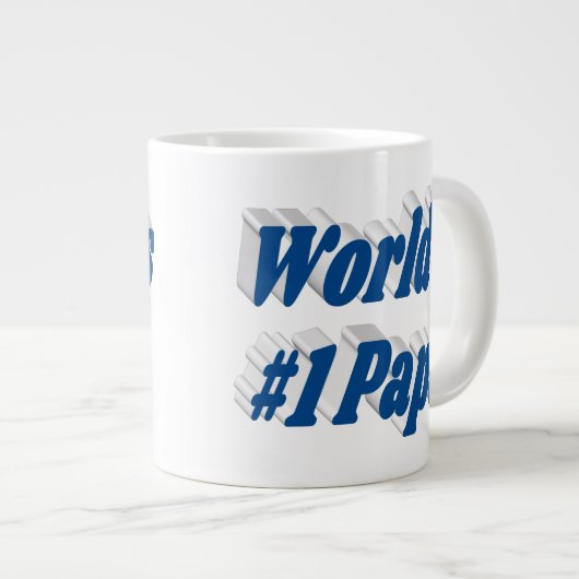 シーブルー半文字巨大コーヒーマグ付きパパ ジャンボコーヒーマグカップ (正面右)