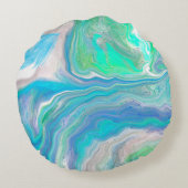 シーブルー抽象芸術バブル装飾用クッション ラウンドクッション (裏面)