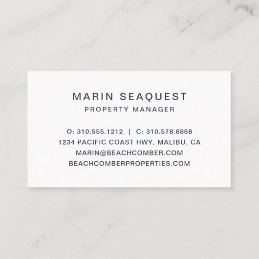 シーブルー海波ビーチ 名刺 (裏面)