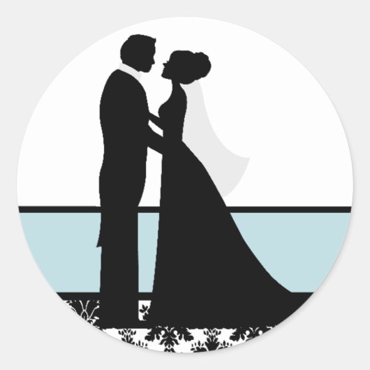 シーブルー結婚のカップル・シール ラウンドシール (正面)