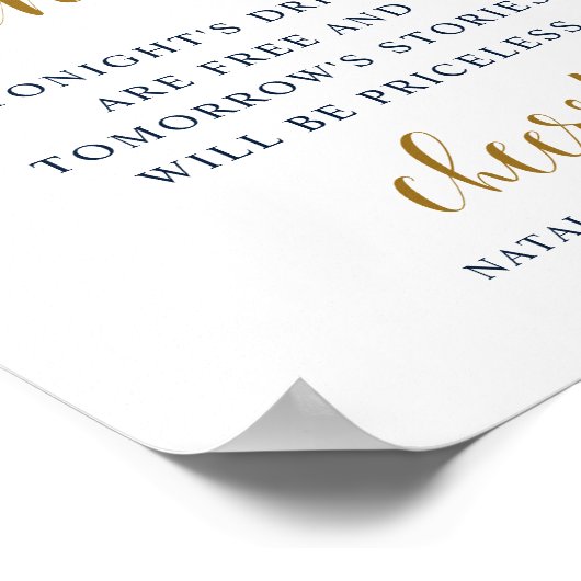 シーブルー金ゴールド結婚のオープンバー標識の下 ポスター (角)