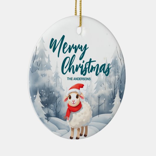 シープおもしろいランプメリークリスマスツリー雪ホリデーパ セラミックオーナメント (右)