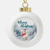 シープおもしろいランプメリークリスマスツリー雪ホリデーパ セラミックボールオーナメント (正面)