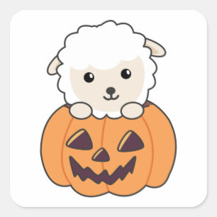 シープインパンプキンキュートシープハッピーハローウィンスクエア スクエアシール