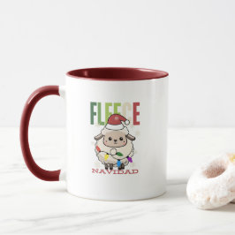 シープカワイイフリースナヴィダードクリスマスプンマグ マグカップ