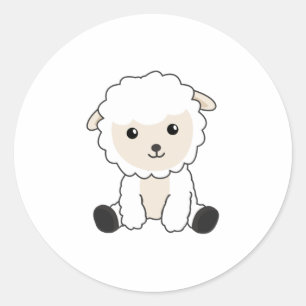 シープスウィートヒツウールおもしろい動物ベビー子羊 ラウンドシール