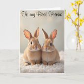 シープスキンの可愛いバンニー誕生日 カード (黄色い花)