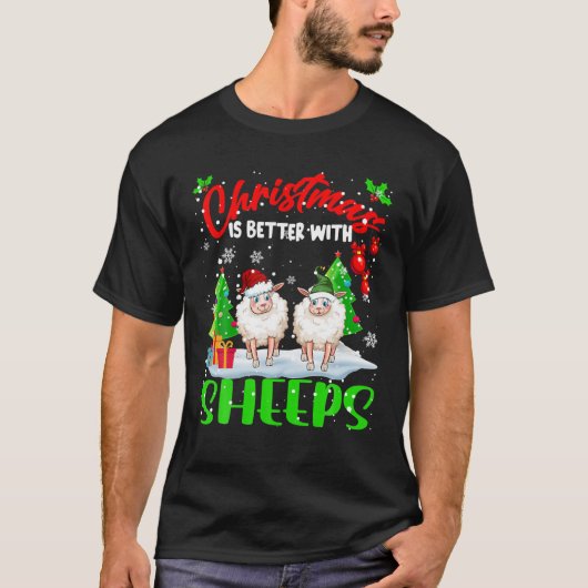 シープスサンタ小妖精や小人羊FAでクリスマスが良い Tシャツ (正面)