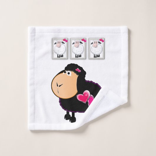 シープピンクのハートハンドバスルームのタオルセット バスタオルセット (ウォッシュタオル)