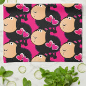 シープピンクハートキッチンハンドタオル キッチンタオル (折り畳み)