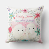 シープファミリーベビーガール誕生レコード誕生統計 クッション (正面)