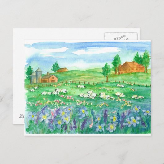 シープファームハウスワイルドフラワーズ引っ越しました ポストカード (正面/裏面)
