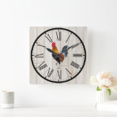 シープラップルックファームハウスルースターデザインウォールクロック スクエア壁時計 (ホーム)