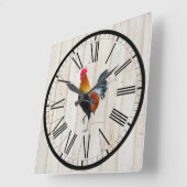 シープラップルックファームハウスルースターデザインウォールクロック スクエア壁時計 (傾斜)