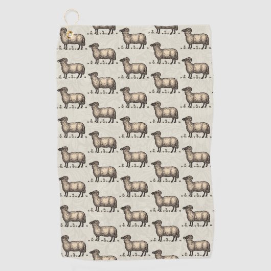 シープラムファームアニマルヴィンテージ ゴルフタオル (正面)