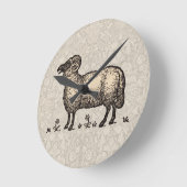 シープラムファームアニマルヴィンテージ ラウンド壁時計 (傾斜)