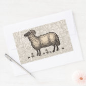 シープラムファームアニマルヴィンテージ 長方形シール (封筒)